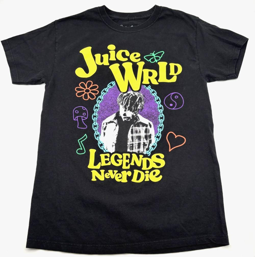 Juice Wrld Legends Never Die Black w/ Multicolored Scribble Design T-shirt Med